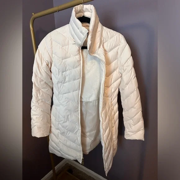 Ellen Tracy White Puffer Jacket Hip Length XS - Picture 2 of 7
